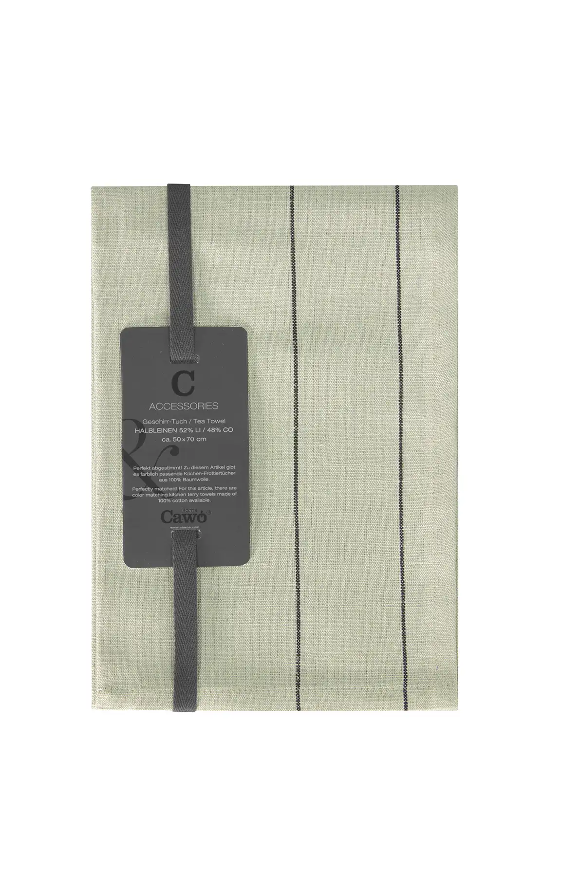 Cawö theedoek Cuisine Nature streep halflinnen wasabi - Afbeelding 2