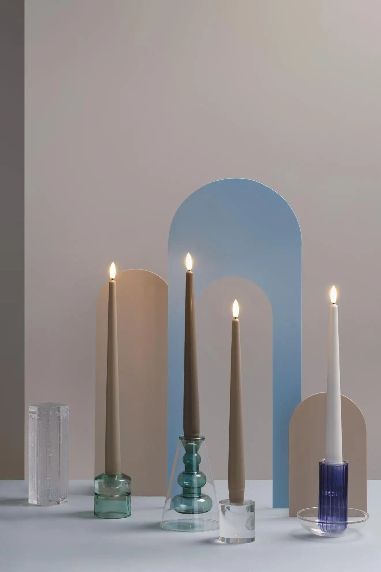 Moods & More led-kaars diner silk slim 23 x 250 mm 2-pack sand - Afbeelding 2
