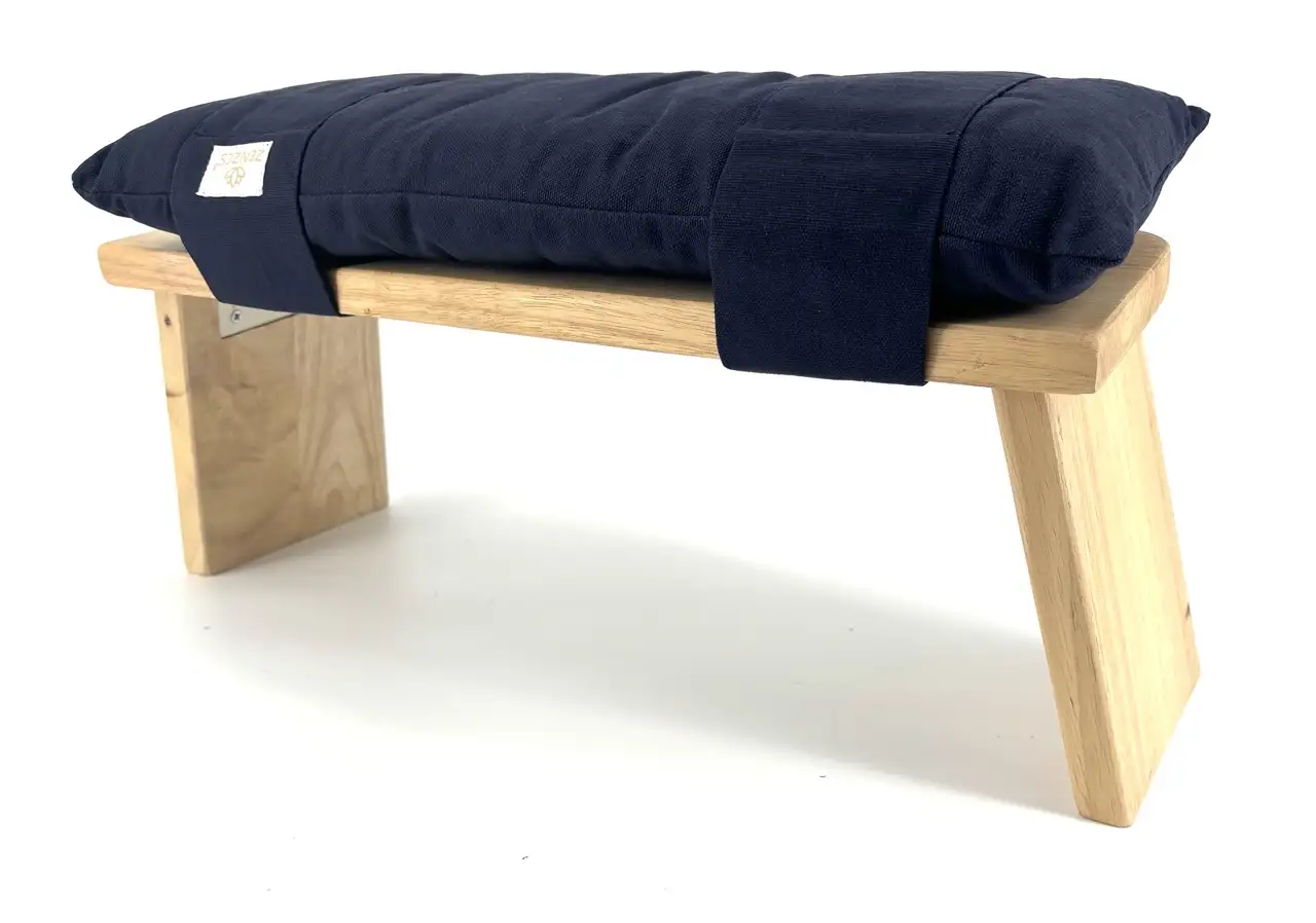 ZENZES® meditatiebank kussen katoen 48x20cm donkerblauw - Afbeelding 2