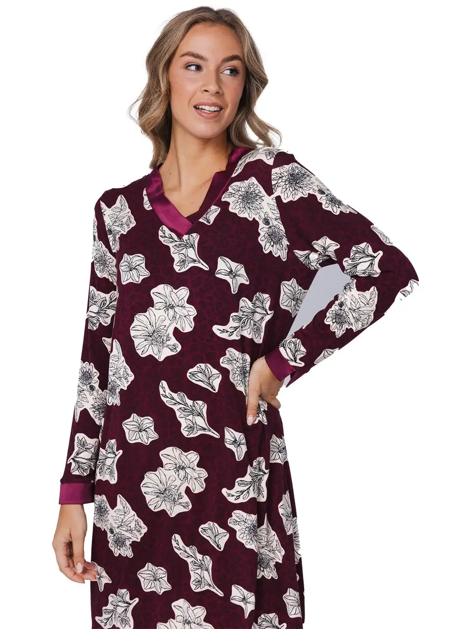 Pastunette dames nachthemd 111252-210-1 dark red - Afbeelding 4