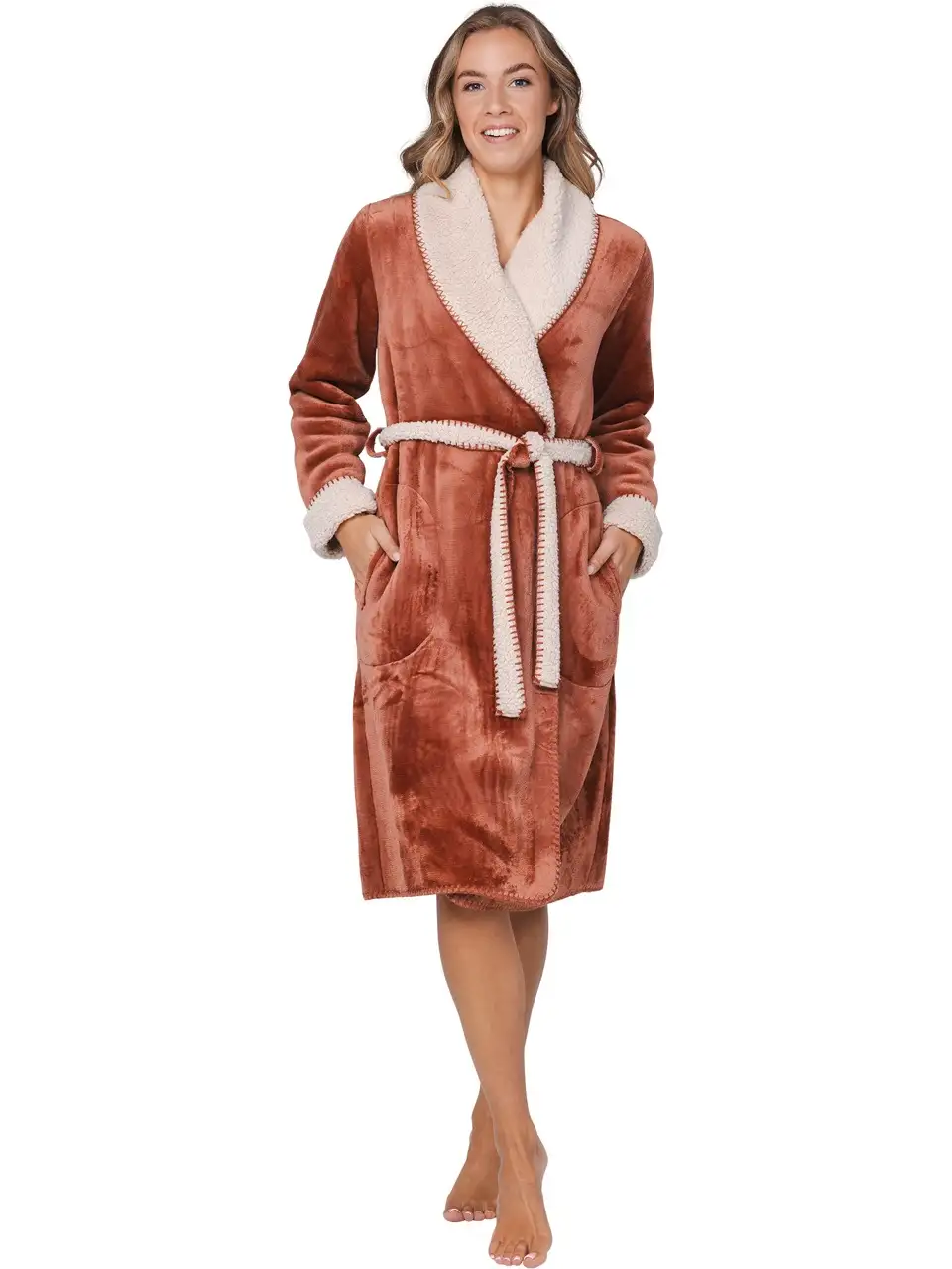 Pastunette dames badjas 171252-206-1 brown - XXL - Afbeelding 4