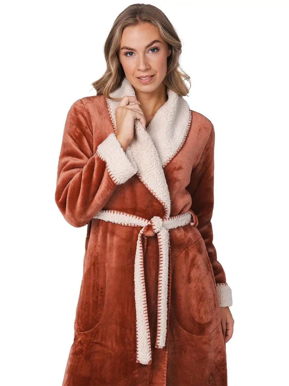 Pastunette dames badjas 171252-206-1 brown - M - Afbeelding 2