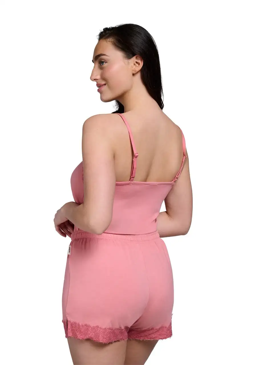 Ten Cate Secrets dames pyjamaset Shorty lace rose pink - S - Afbeelding 6