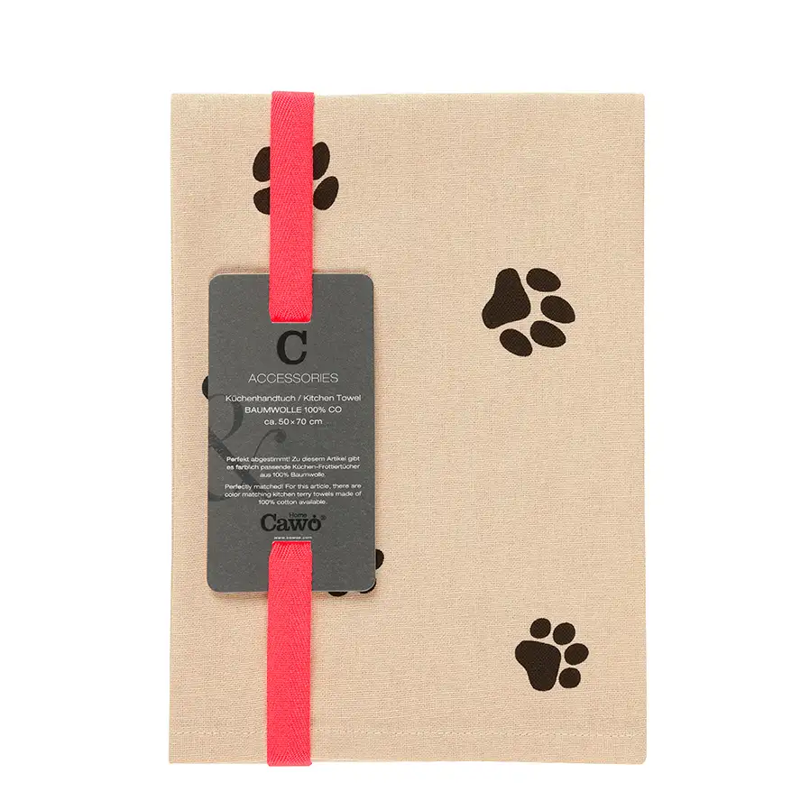 Cawö theedoek We Love Dogs 6247 beige-zwart 50x70cm - Afbeelding 2