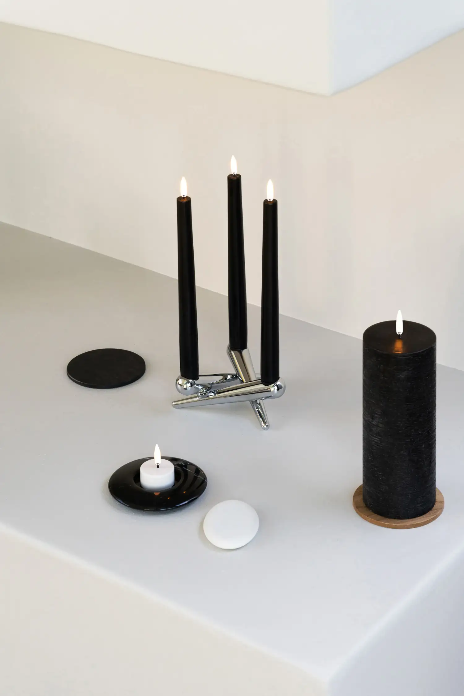 Uyuni led-kaars diner 2,3 x 25cm plain black 2pack - Afbeelding 2