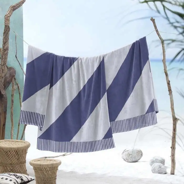 Seahorse strandlaken Colorblock stripe blue 100x180cm - Afbeelding 2