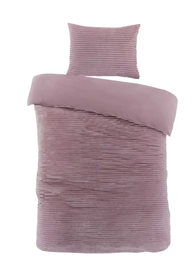 Papillon dekbedovertrek Dorit rib fleece roze - 1-persoons 140x200/220cm + 1 sloop - Afbeelding 2