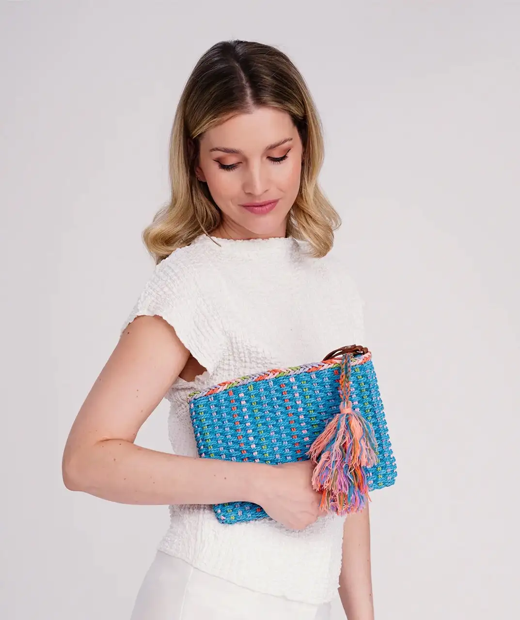 Pia Rossini Fifi Clutch tas pale turquoise 25x20cm - Afbeelding 4