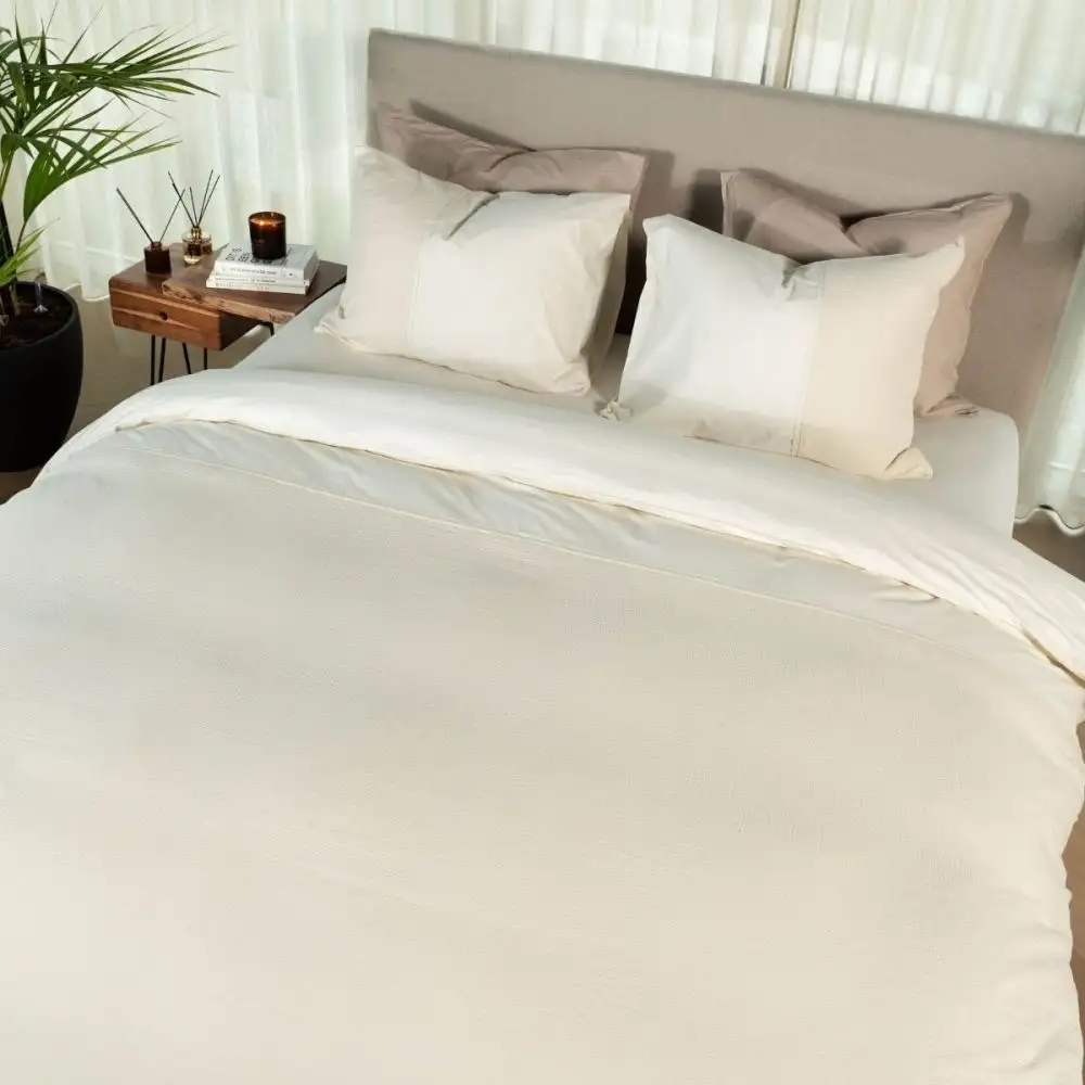 Kayori katoen-perkal dekbedovertrek Gosen offwhite - lits-jumeaux 240x200/220 + 2 slopen - Afbeelding 2