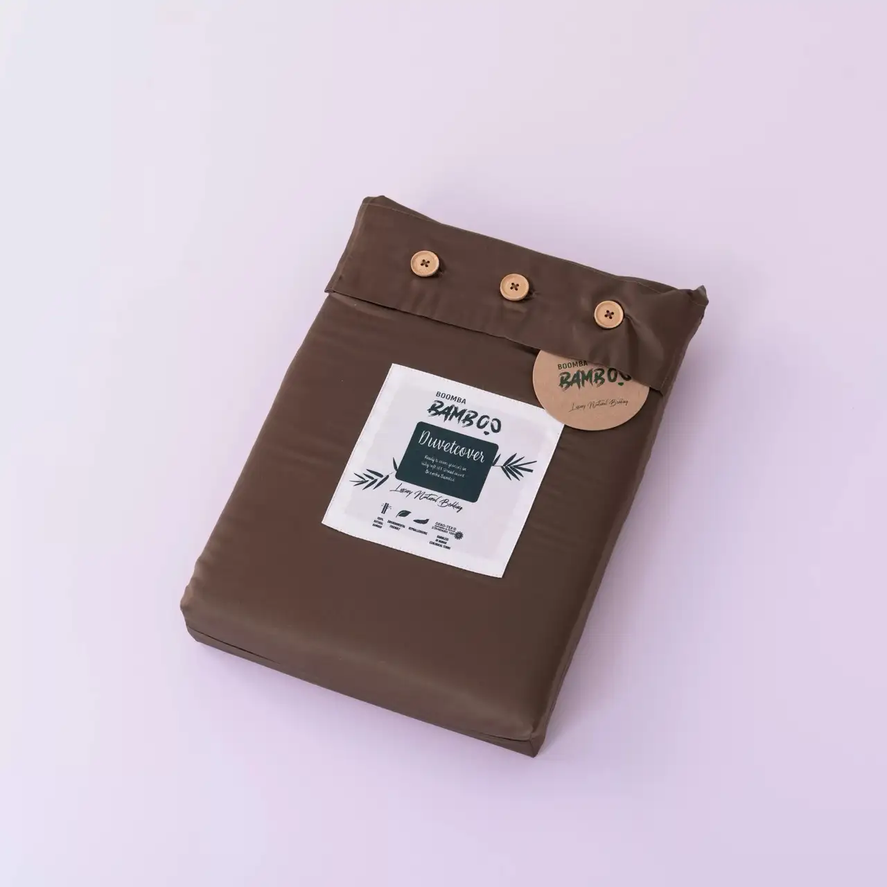 Boomba Bamboo dekbedovertrek coffee brown + kussensloop - lits-jumeaux 260x200/220 + 2 slopen - Afbeelding 2