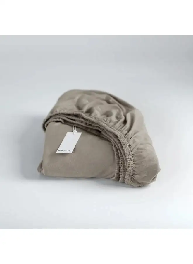 Cinderella double Jersey hoeslaken taupe 180x200/210 - 180x200/210