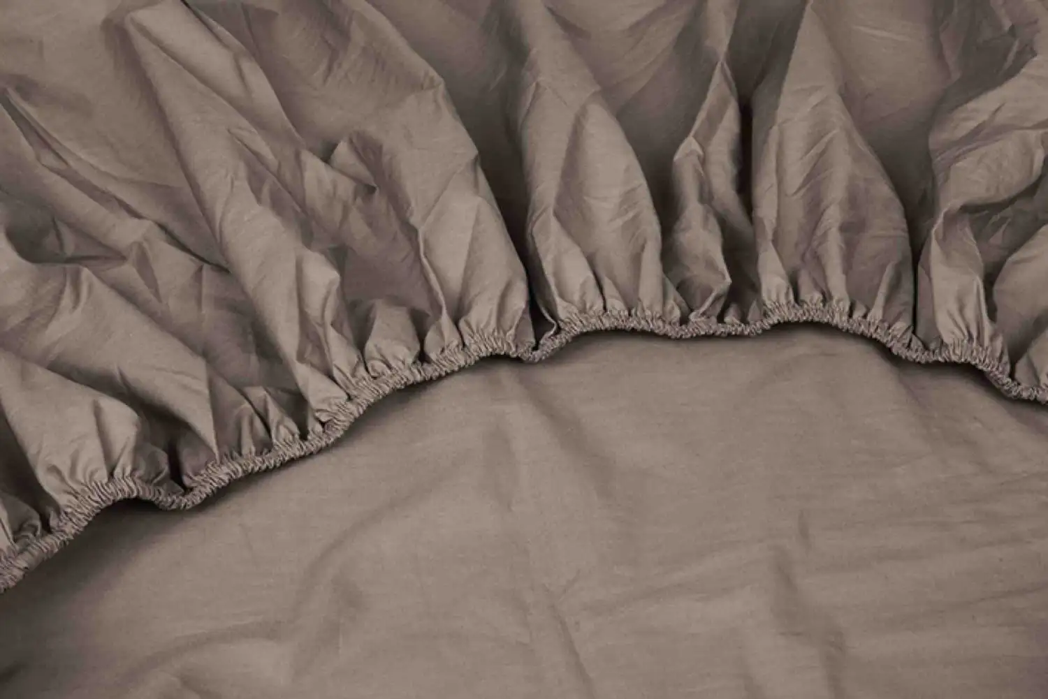 Kayori bio-katoen topper hoeslaken perkal (taupe) - 200x210/220 - Afbeelding 2