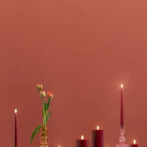 Moods & More led-kaars Melted silk 49 x 125 mm cranberry