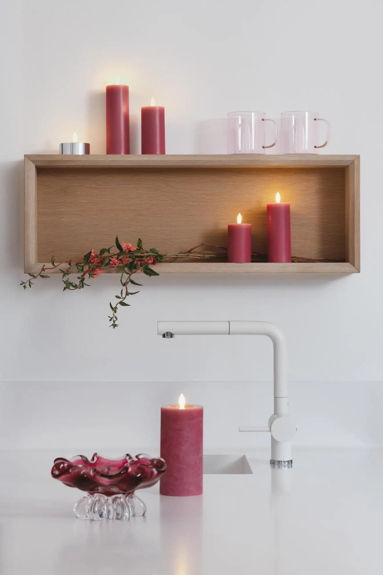 Moods & More led-kaars Melted silk 49 x 75 mm vintage rose - Afbeelding 2