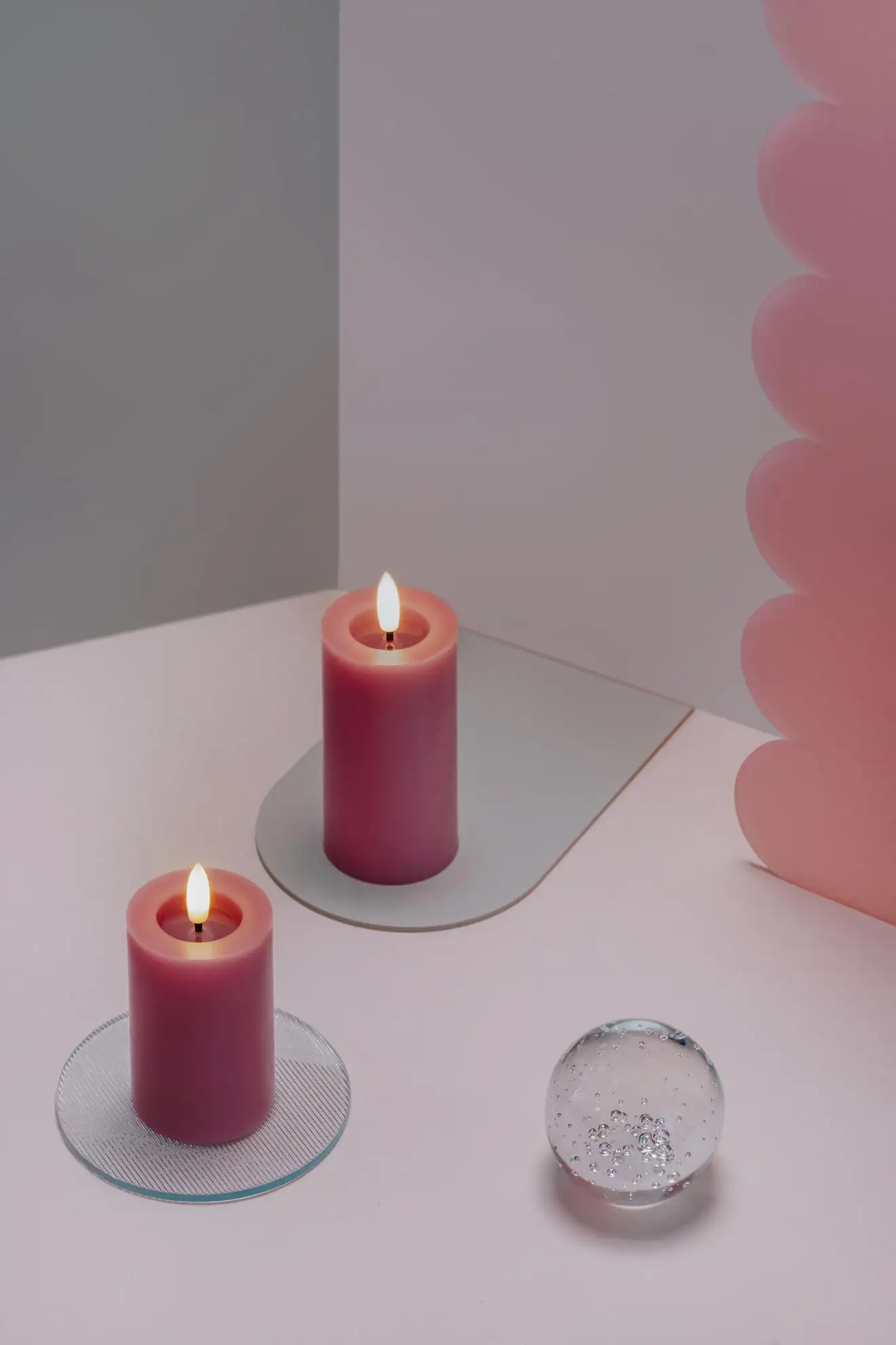 Moods & More led-kaars Melted silk 49 x 125 mm vintage rose - Afbeelding 2