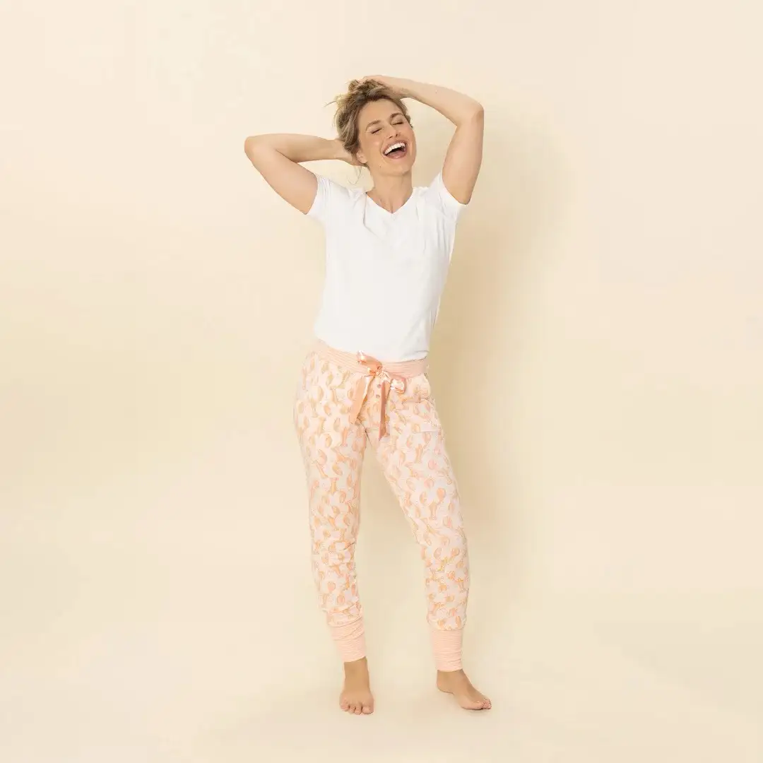 Charlie Choe lounge pyjama broek Kreeften licht peach - XL - Afbeelding 2