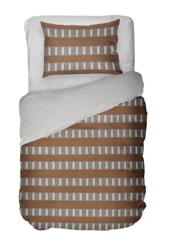 Kayori bio katoen-satijnen dekbedovertrek Ozora bruin - 2-persoons 200x200/220cm + 2 slopen - Afbeelding 2