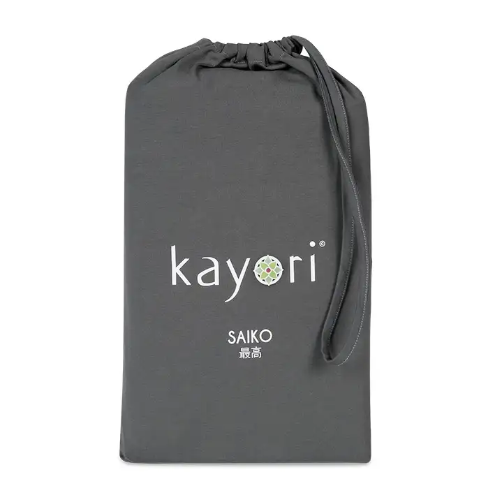 Kayori Saiko bio-jersey topper hoeslaken met Aloë Vera antraciet - tot 12cm - 80/90/100x200/220 - Afbeelding 2