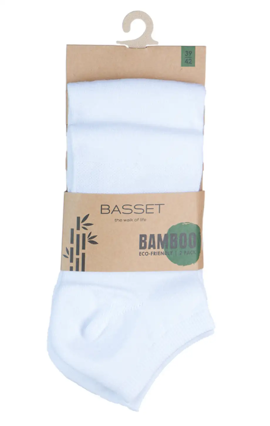 Basset sneakersokken bamboo (wit, 2-pack) - 39/42 - Afbeelding 2