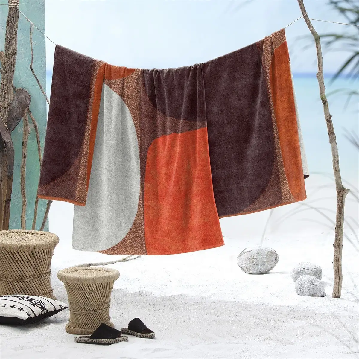Seahorse strandlaken Stones brown 100x180cm - Afbeelding 2