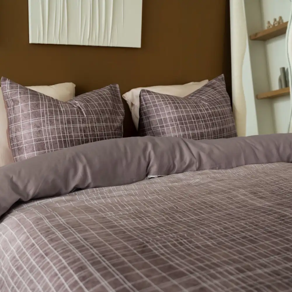 Kayori bio katoen-satijnen dekbedovertrek Sunai mauve - 1-persoons 140x200/220cm + 1 sloop - Afbeelding 2