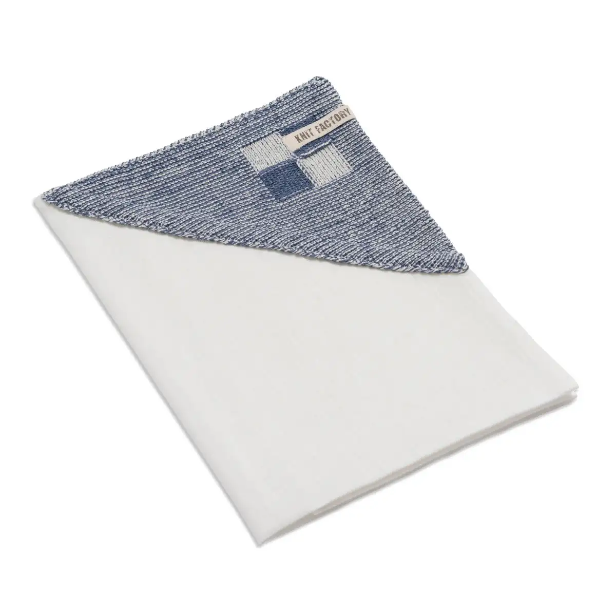 Knit Factory theedoek Block ecru-jeans - Afbeelding 2