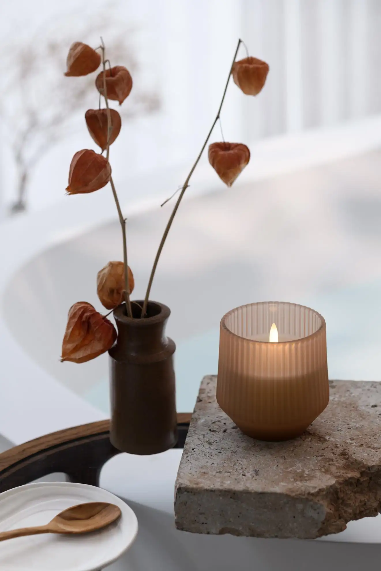 Uyuni led-geurkaars Scented Wax Uplift 8,5 x 9,5cm beige - Afbeelding 2