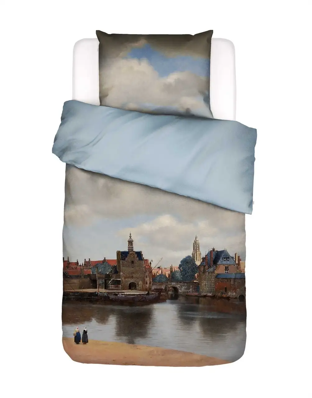 Essenza dekbedovertrek View on Delft katoensatijn calming blue - Afbeelding 5