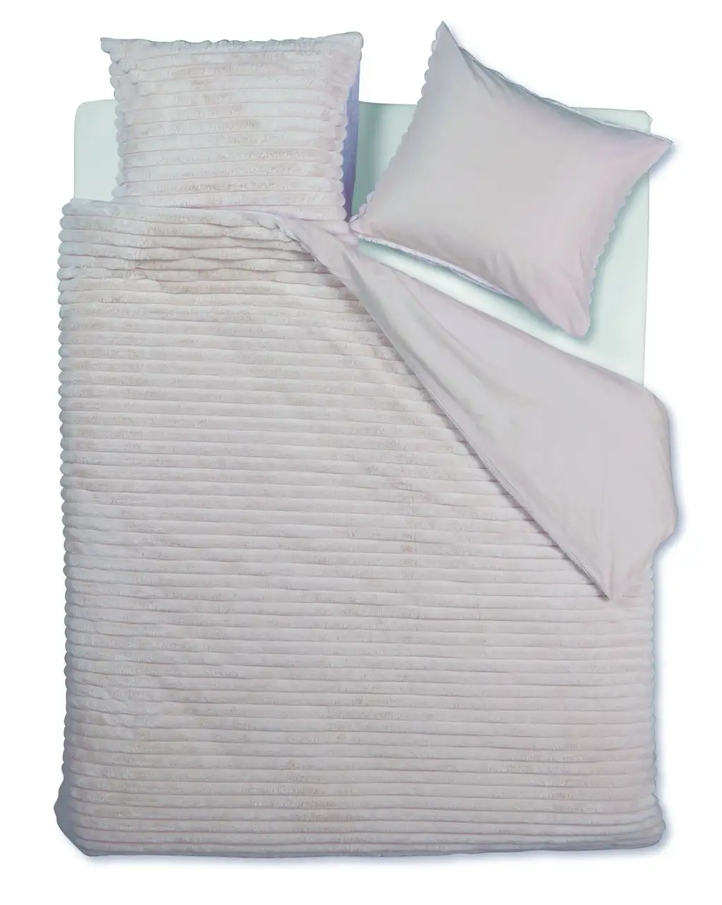 Riviera Maison dekbedovertrek Furry Stripes fake-fur offwhite - 2-persoons 200x200/220cm + 2 slopen - Afbeelding 6