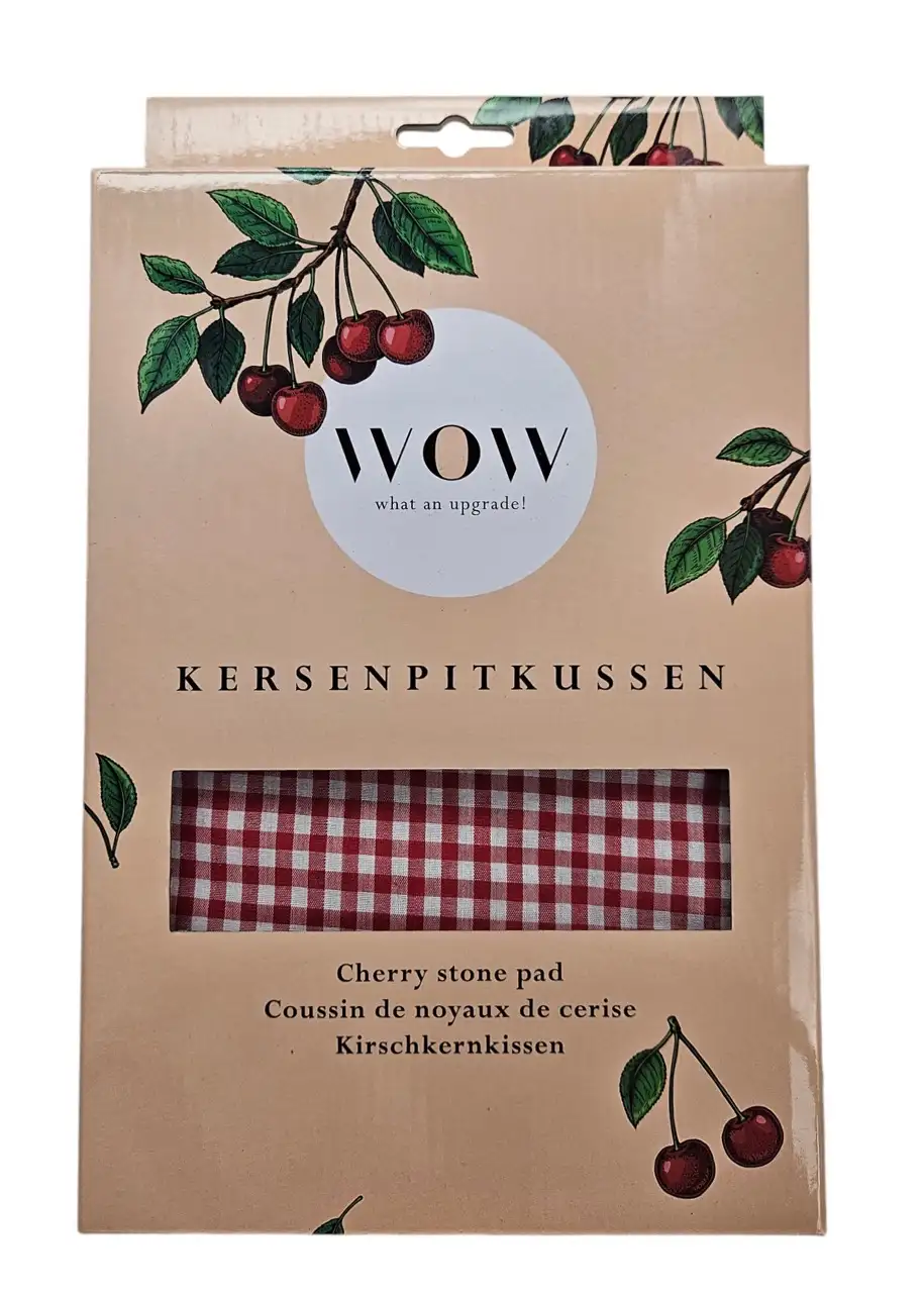 Wow kersenpit kussen 20x30cm rood-wit - Afbeelding 2
