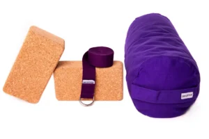 ZENZES® Pro Eco bolster met yogariem en 2 yogablokken - paars