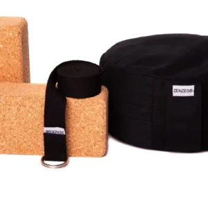 ZENZES® Pro Eco meditatiekussen met yogariem en 2 yogablokken - zwart