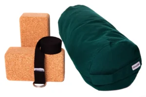 ZENZES® Pro Eco bolster met yogariem en 2 yogablokken - groen