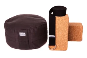 ZENZES® Pro Eco meditatiekussen met yogariem en 2 yogablokken - antraciet