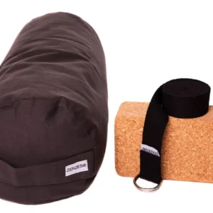 ZENZES® Pro Eco bolster met yogariem en yogablok - antraciet