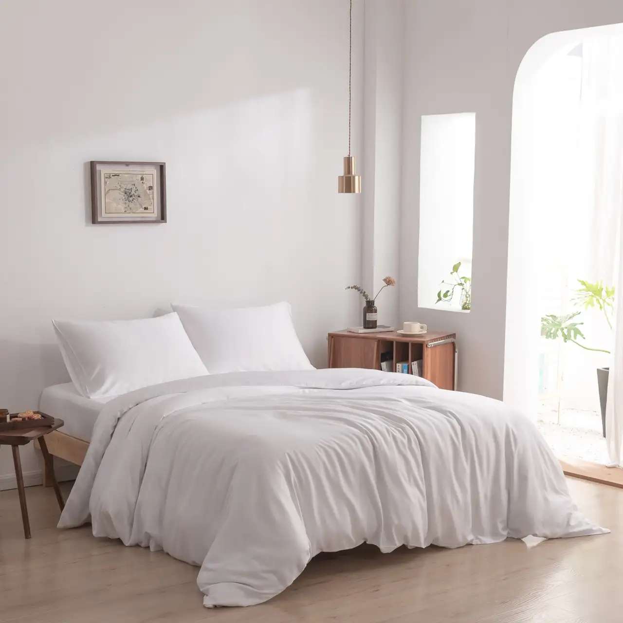 Boomba Bamboo dekbedovertrek Coco white + kussensloop - 1-persoons 140x200/220cm + 1 sloop