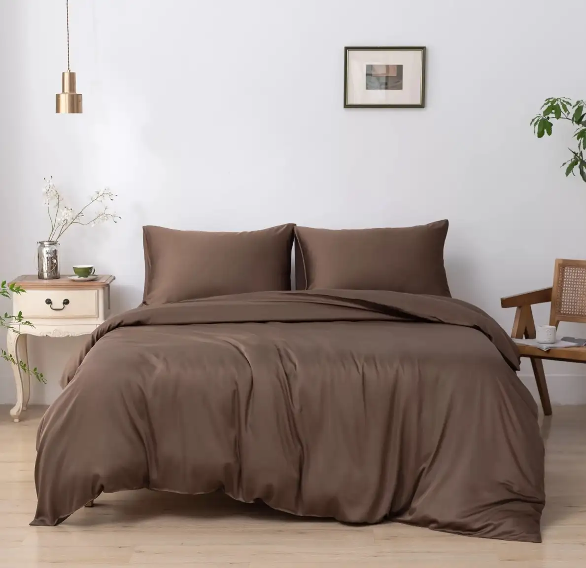 Boomba Bamboo dekbedovertrek coffee brown + kussensloop - lits-jumeaux 260x200/220 + 2 slopen