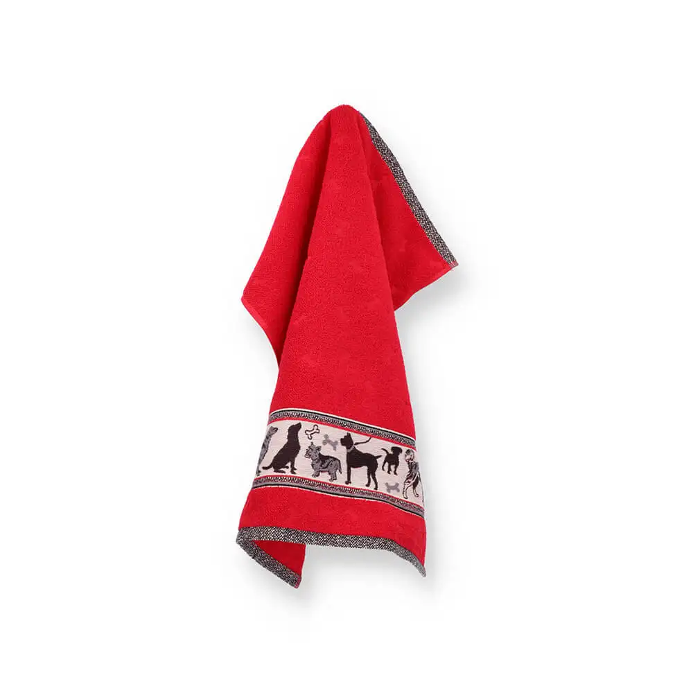 Bunzlau Castle keukendoek Dog rood