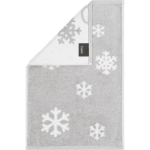 Cawö gastendoek Schneekristalle 6270 platin-weiss 30x50cm