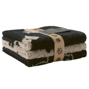 Cawö gastendoekje We Love Dogs mix 6249 zwart-beige 30x30cm