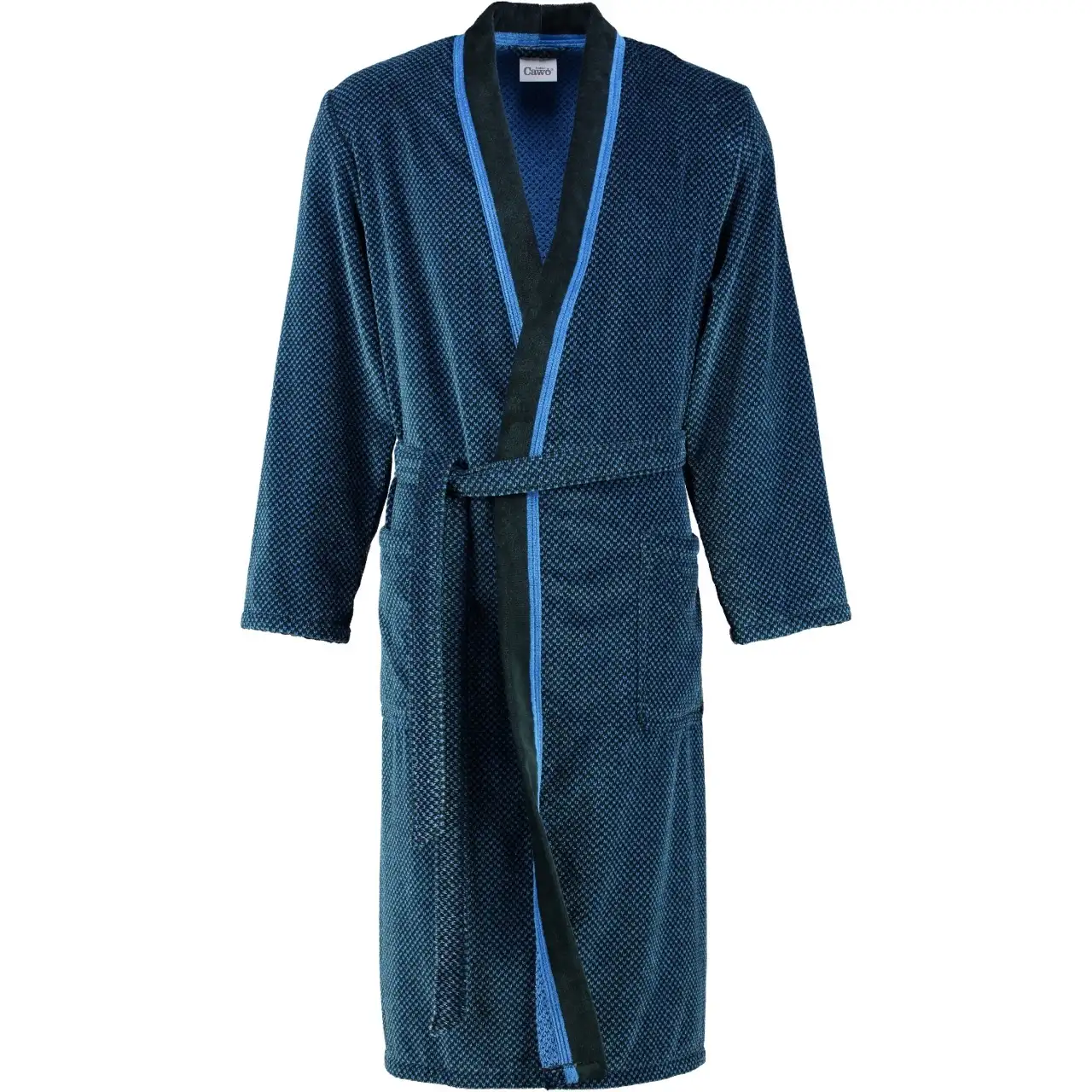 Cawö heren badjas Kimono (4839-19, blauw-zwart) - 52