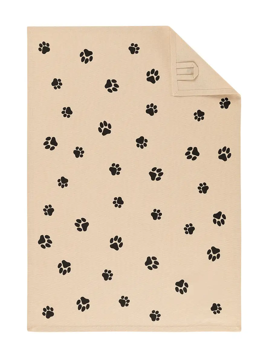 Cawö theedoek We Love Dogs 6247 beige-zwart 50x70cm