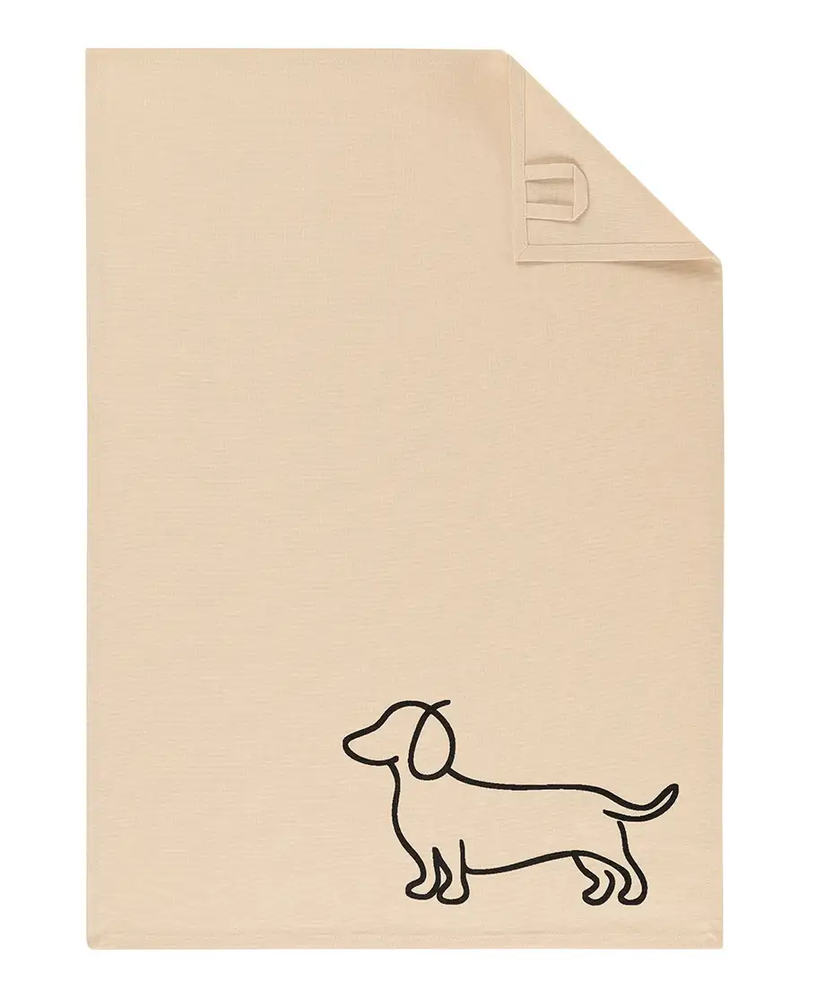 Cawö theedoek We Love Dogs 6248 beige-zwart 50x70cm