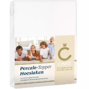 Cevilit percal topper hoeslaken wit - 180x200