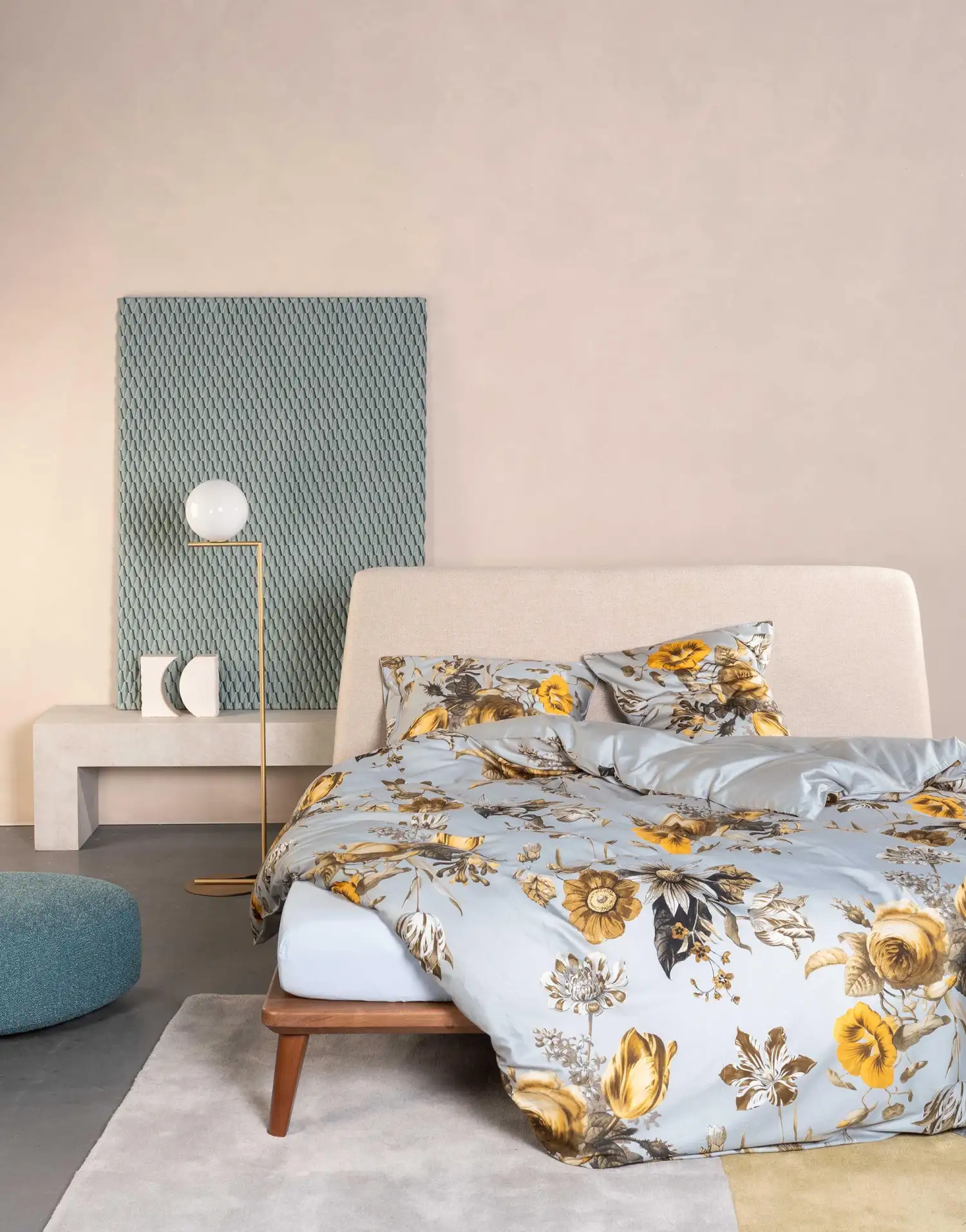 Essenza dekbedovertrek Florean bio-satijn grey - 2-persoons 200x200/220cm + 2 slopen