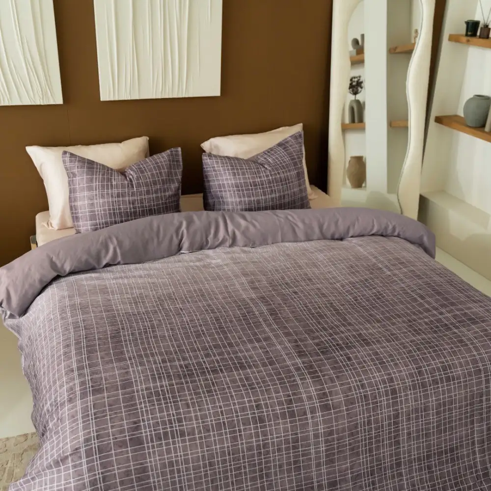 Kayori bio katoen-satijnen dekbedovertrek Sunai mauve - 1-persoons 140x200/220cm + 1 sloop
