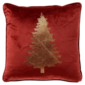 Kerst sierkussen Tree 45x45cm biking red