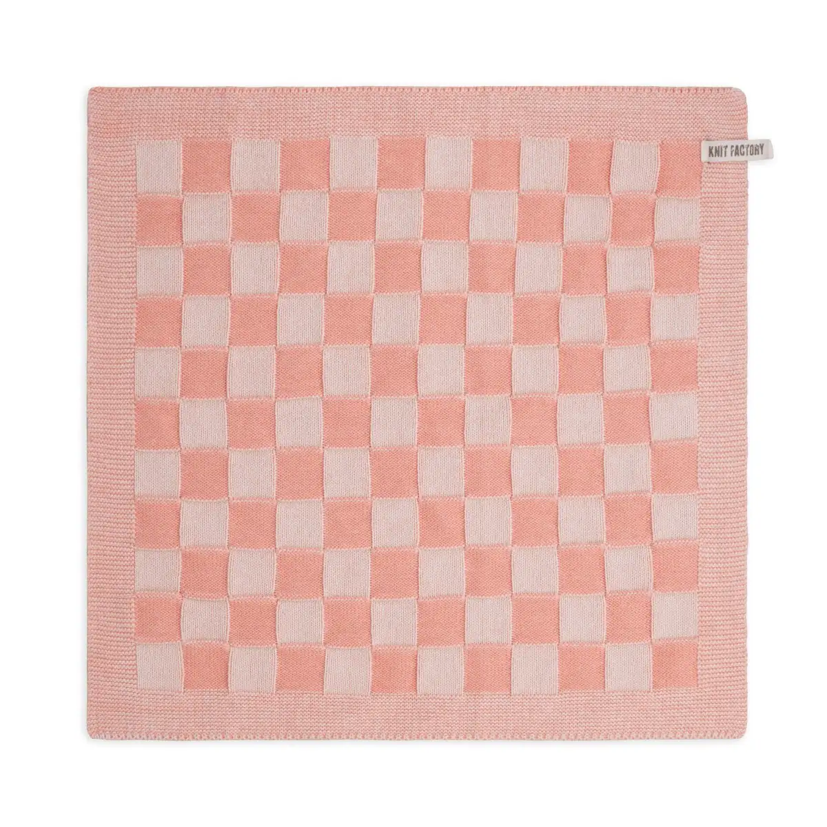 Knit Factory keukendoek Block ecru-apricot