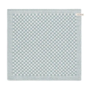 Knit Factory keukendoek Cubes ecru-stone green