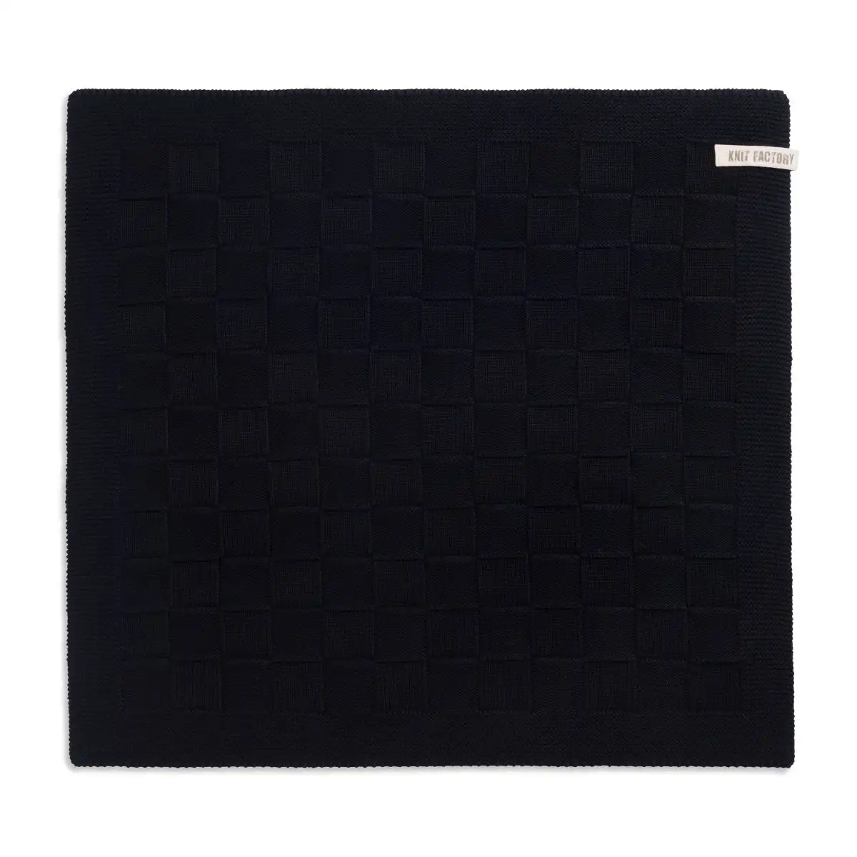 Knit Factory keukendoek Grote Blok uni zwart